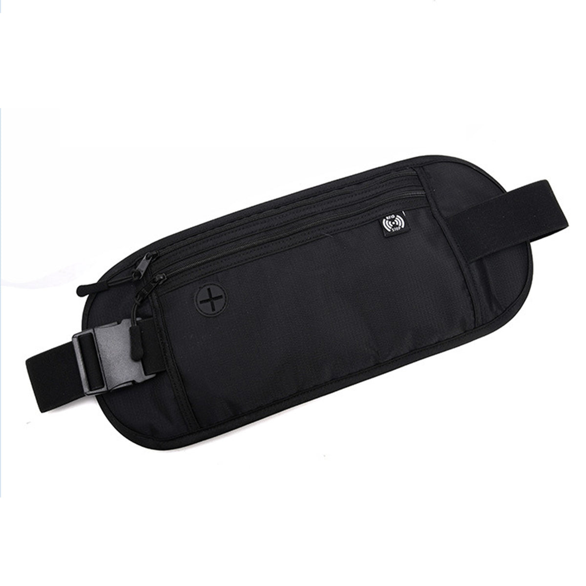 Lightweight Waterproof Waist Pouch Slim Belt Bag with 2 Pockets Waistband Bag Fanny Pack