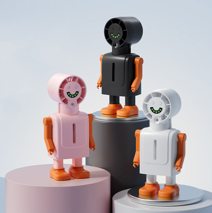 Robot Detachable Mist Cooling Fan, 4-Speed Portable Handheld Fan With Fine Mist, Quiet Operation