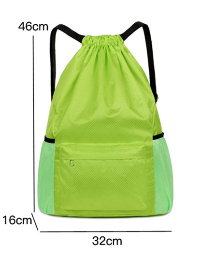 18 x 12.67" Drawstring Backpack, Waterproof Sports Gym Bag with Side Pocket