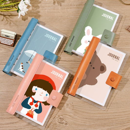 A6 Loose-Leaf Notebook TUP Transparent Cover W/ PU Leather Journals