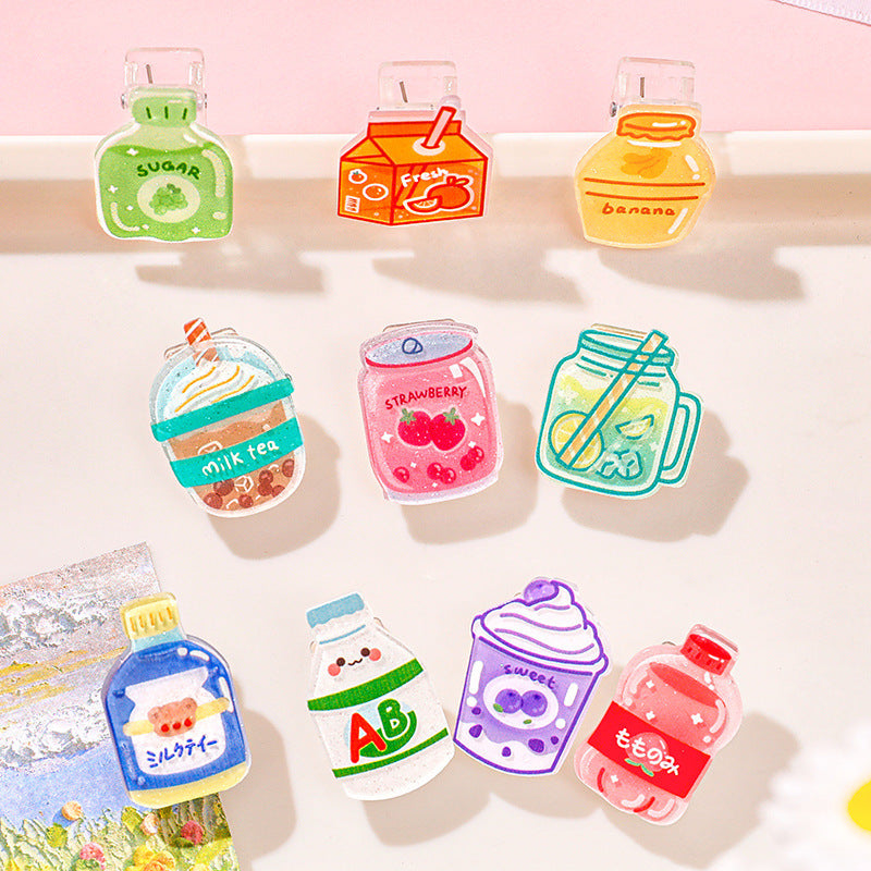Bottle Shaped Acrylic Album Memo Clip Bag Binder Sealing Clip Food Bag Clamp-Two Sides Imprint