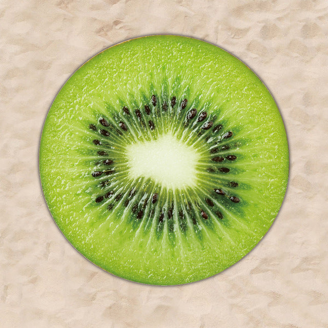 63 x 63" Kiwi Fruit Shaped Custom Shape Towel Microfiber Beach Towels - Two Side Printing
