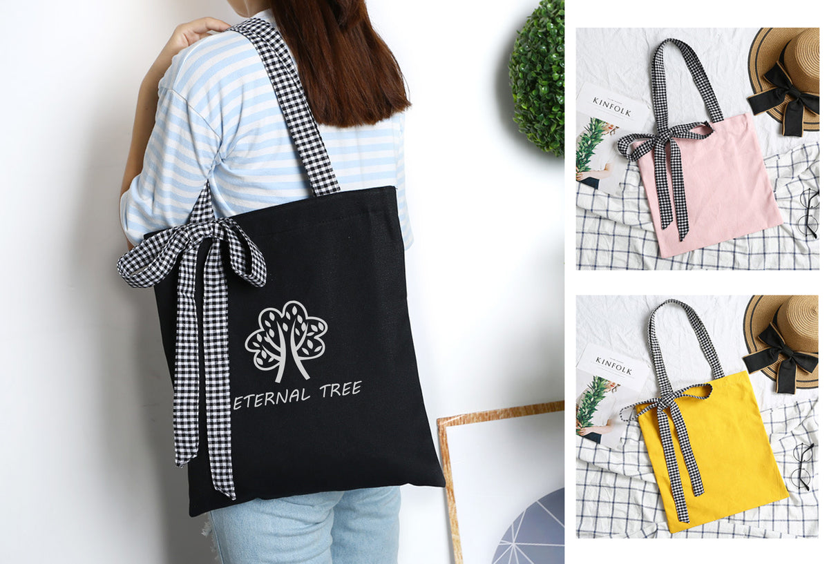 12 oz Canvas Grocery Shopping Tote Bag Single Shoulder Bag Daily Casual Bag For Students