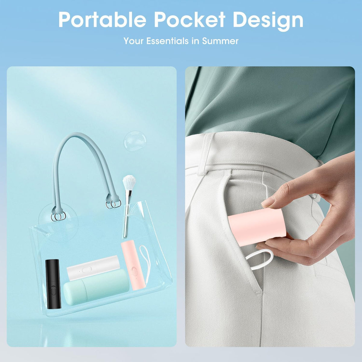 2000mAh Power Bank Folding Handheld Mini Fan Portable Rechargeable Small Foldable