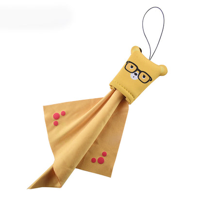 Custom 5.91" x 5.91" Microfiber Glasses Cleaning Cloth w/ Bear Shape Pouch