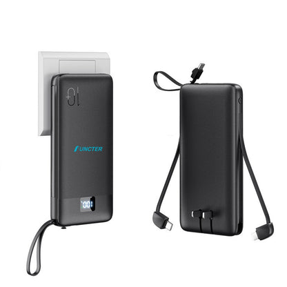 AC Plug Power Bank 3-In-1 Fast Charging Power Bank 10000 mAh W/ Hanging Lanyard