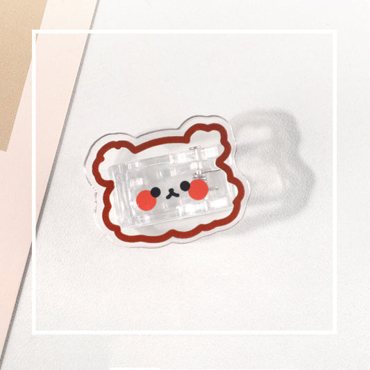 Transparent Bear Shaped Acrylic Album Memo Clip Bag Binder Sealing Clip Food Bag Clamp - Two Sides