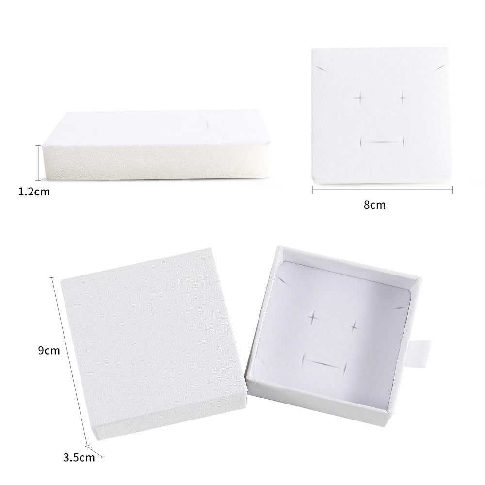 3.5" Lichee Pattern Jewelry Box Boutique Gift Box with Sponge Filled Drawer Package Box