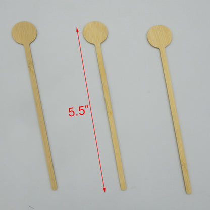 5.5" L Disposable Bamboo Round End Swizzle Drink Stirrer Stick