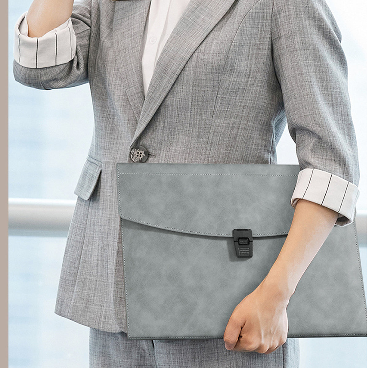 PU Leather A4 Business Document Bag File Envelope