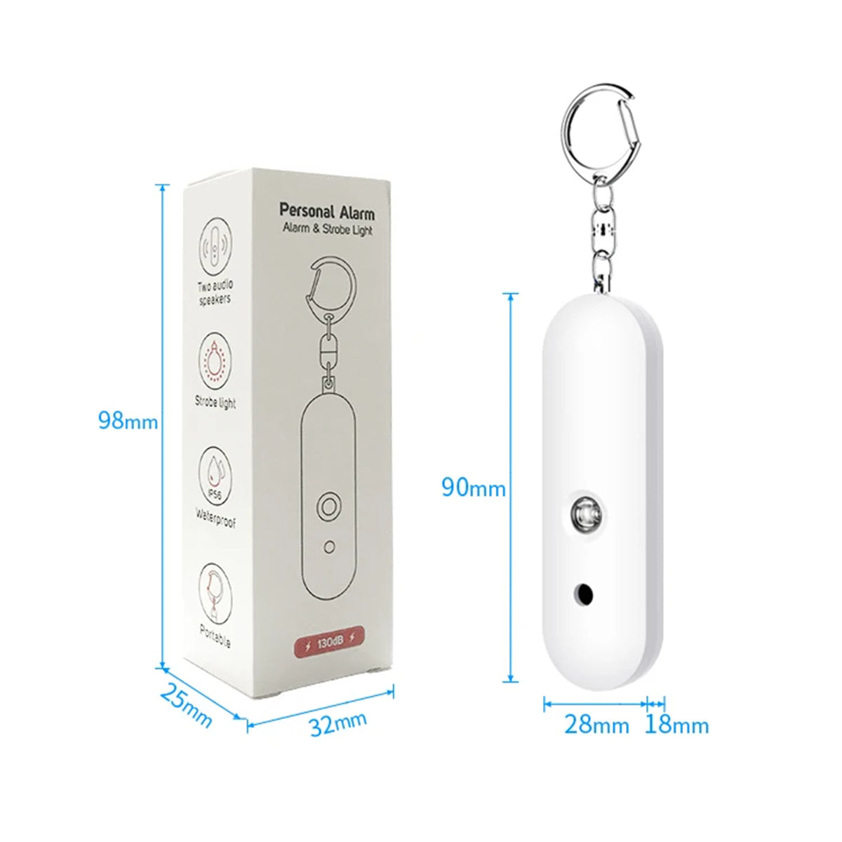 Waterproof Personal Alarm Safety Self Defense Keychain for Women