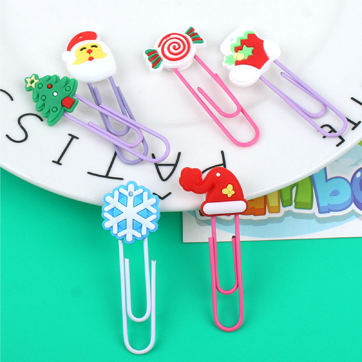 Santa Claus Bookmark Paper Clip Custom Shaped Bookmark Book Clip Paper Clasp Christmas Gift for Kids