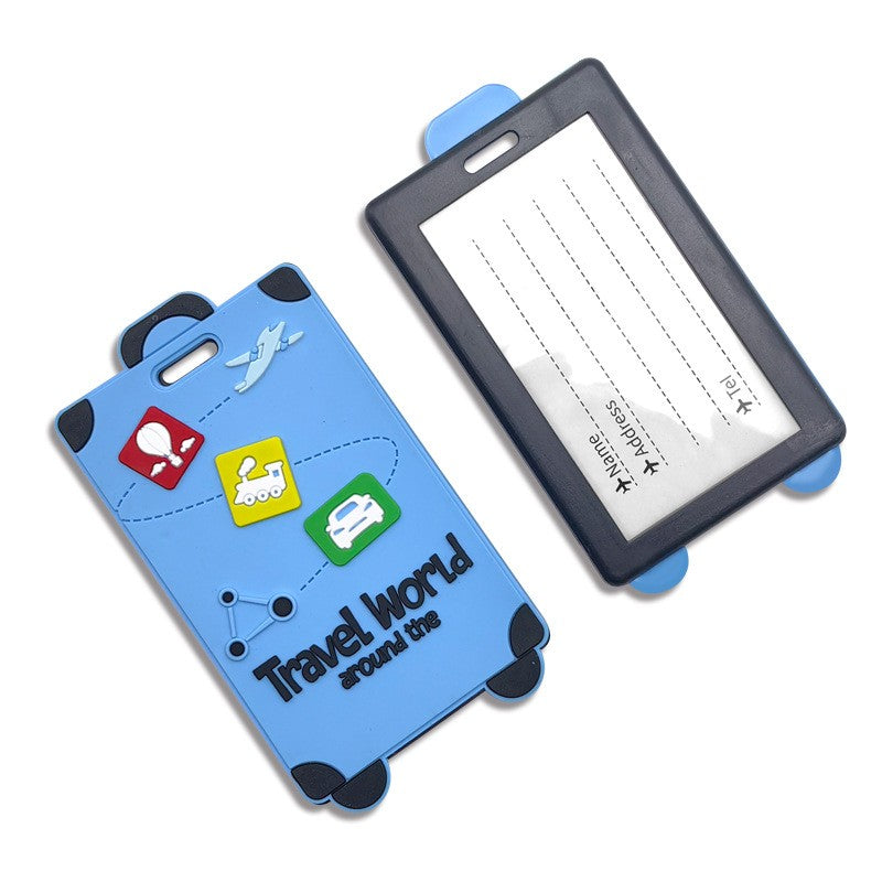 Custom Suitcase Shaped 3D Raised Soft PVC Luggage Tag For Travel Baggage Identification