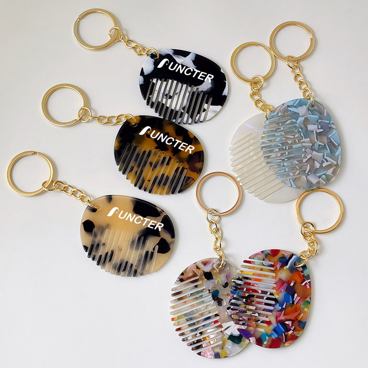 Acetate Mini Comb Keychain Portable Small Comb Pendant