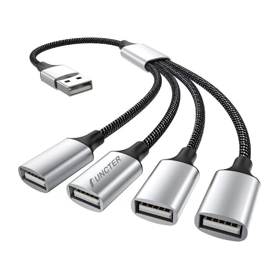 1" 4 Out USB Splitter Cable Dual USB Ports Hub w/0.25 m Extension Cable