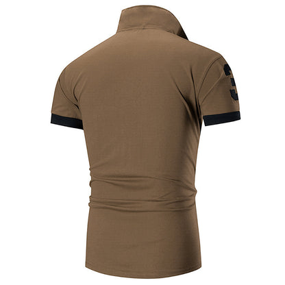 Men's Regular-fit Short-Sleeve Polyester Lapel Polo Shirt