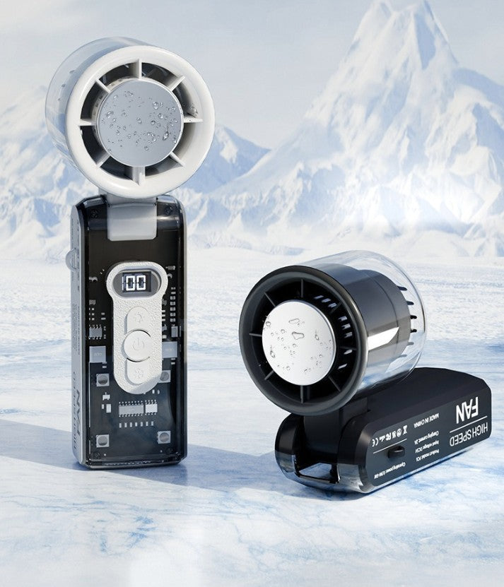 Freezy Personal Fan Refrigeration Fan Handheld Fan W/ 1-100 Stepless Adjusting & Battery Status