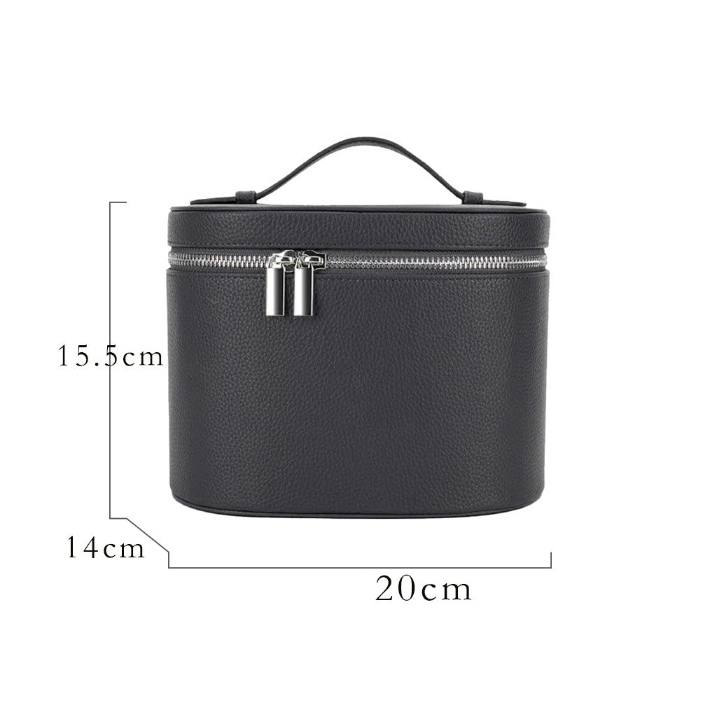 Portable PU Leather Cosmetic Bag Handle Cosmetic Case Travel Makeup Bag