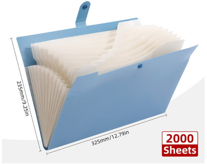 8-Pocket A4 Accordion File Folder Document Organizer W/ Snap Closure Label Stickers