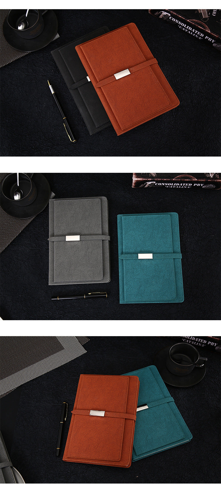 Business Notebook A5 PU Leather Notepad With Pen Loop With Magnetic Closure