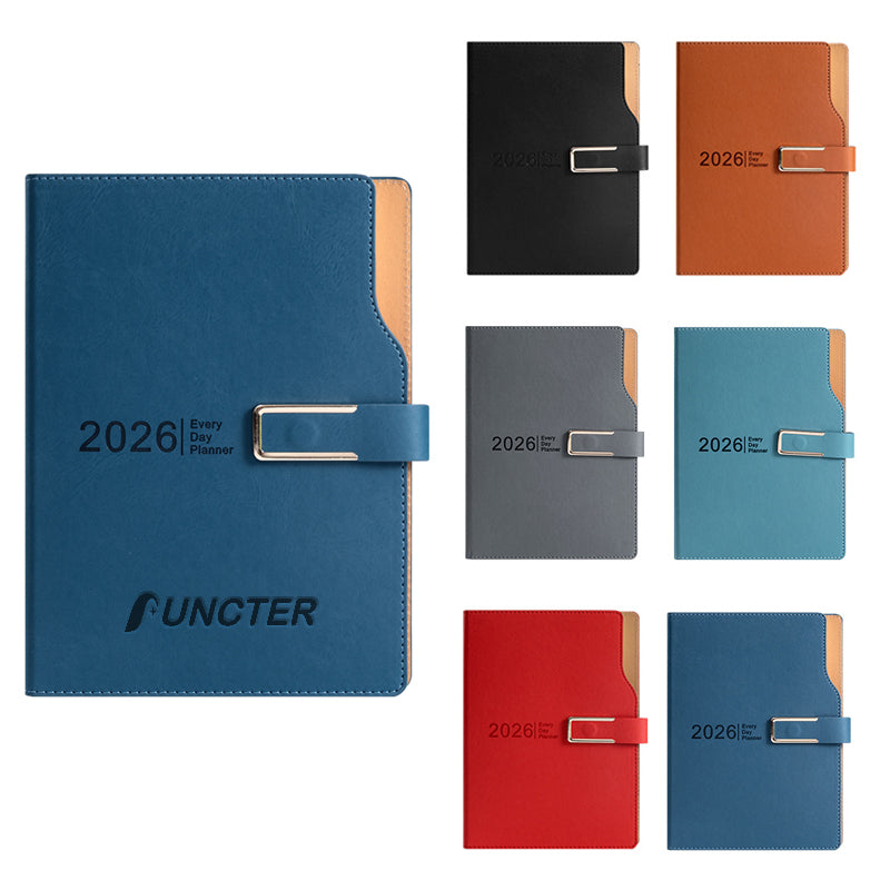 PU Leather 2026 Weekly & Monthly Planner Daily Schedule Notebook W/ Pen Sleeve