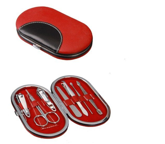 Red Oval Nail Care Set (7 Tools)