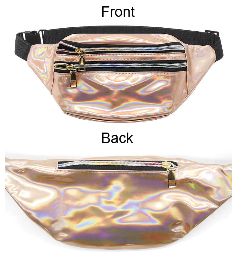 Waterproof Holographic Fanny Pack Shiny Waist Pack Luminous Waist Bag