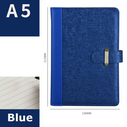 A5 PU Leather-Bound Business Notebook Writing Journal Executive Notebook Meeting Note