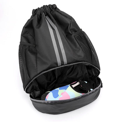 13 x 19" Drawstring Backpack with Shoes Compartment, Dry Wet Separation Large Capacity