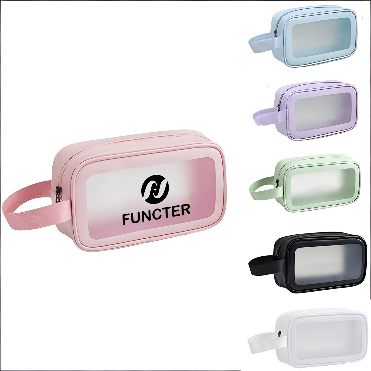 Small Single Handle Frosted Transparent PVC Travel Makeup Gag
