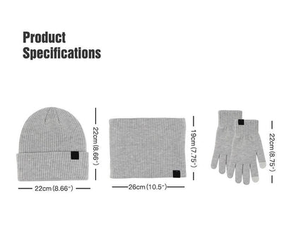 3 Piece Winter Beanie Set - Warm Knit Hat Scarf And Gloves