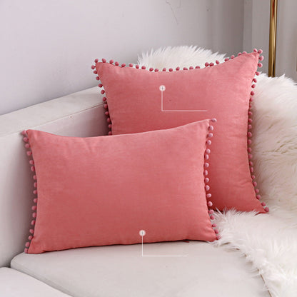 15 x 8" Pompoms Pillowcase Velvet Ball Tassel Trimmed Pillowshams Pompom Fringe Cute Pillowcase