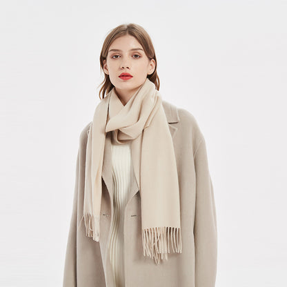 71" 100% Lamb Wool Plain Scarf Warm Autumn Winter Scarf Solid Color Fringed Wool Scarf