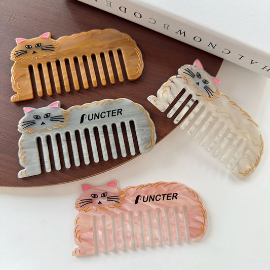 Portable Anti-Static Cute Cat Shape Acetate Comb Travel Hairbrush