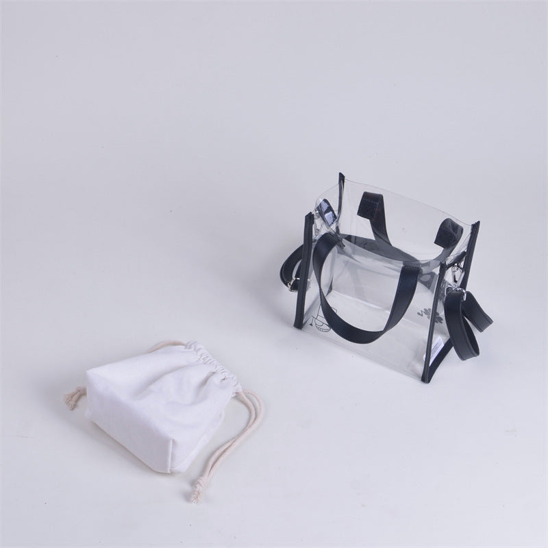 Stadium Approved Bag PVC Transparent Shoulder Bag Clear Bag Crossbody Bag W/ Separate Drawstring Bag