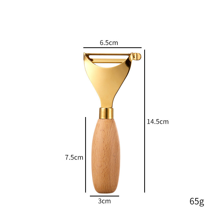 Gold Y Shaped Fruit Parer With Wood Handle