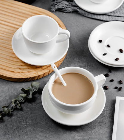 75ML Pure White Ceramic Espresso Cups With Saucer