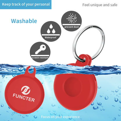 Circular Silicone Key Tag Tracker Cover Access Card Sleeve Anti-Lost Protector Holder W/ Key Ring