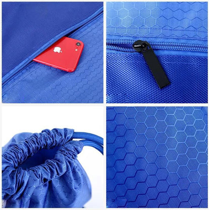 Waterproof Draw String Back Sack with Zip Pocket- Size L