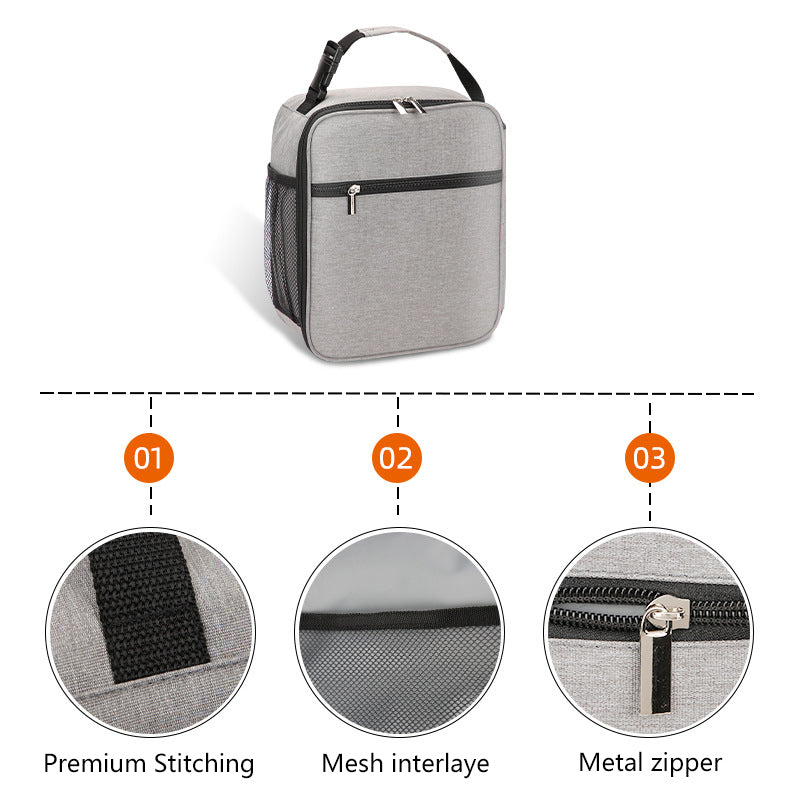 Large Capacity Oxford Lunch Tote With One Side Mesh Pocket