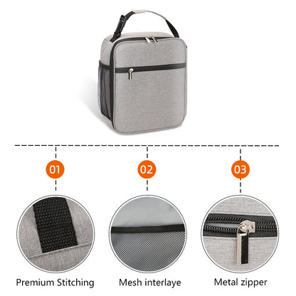Large Capacity Oxford Lunch Tote With One Side Mesh Pocket
