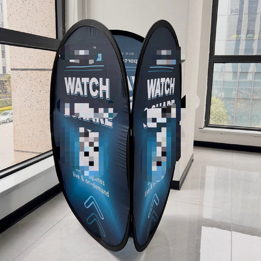 3-Sided Triangle Pop Up Banner Display Foldable Advertising Floor Sign