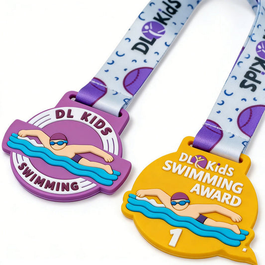 Custom 3D Embossed PVC Swiming Winner Medal Race Medal