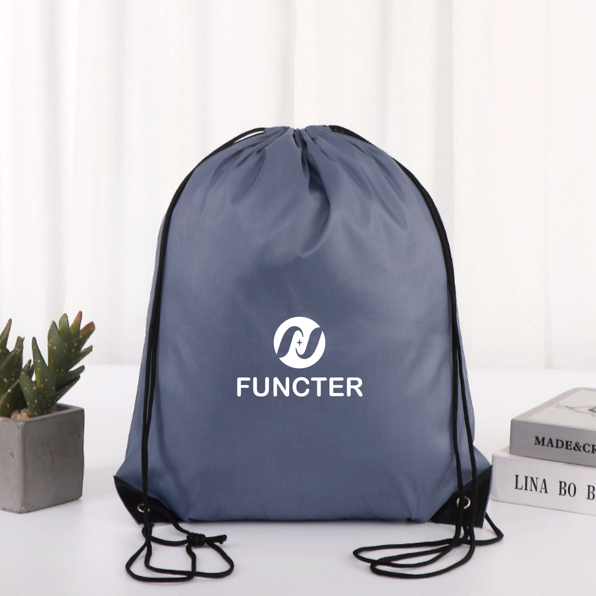 16.6" x 13.4" Polyester Drawstring Backpack Foldable Storage Bag