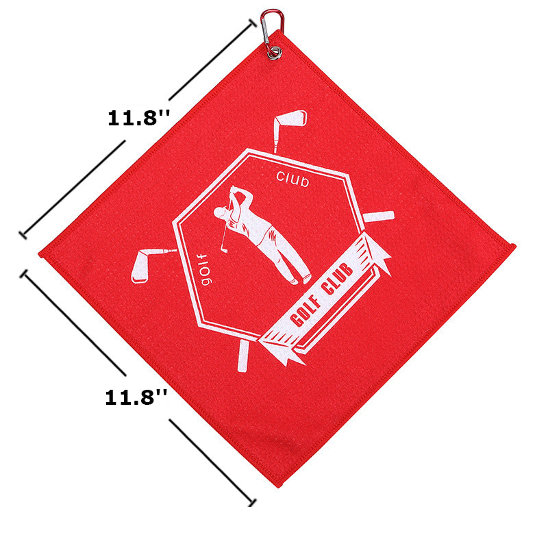 11.8 x 11.8" Polyester Waffle Pattern Golf Towel W/Heavy Duty Carabiner Clip