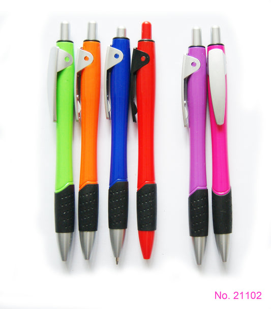 Solid Color Retractable Ballpoint Pen w/Spotted Rubber Grip