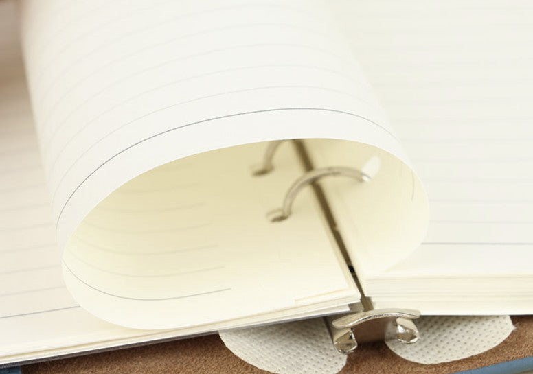 A5 Soft Lychee Texture Leather Binder Loose-leaf Notebook W/ Pen Holder
