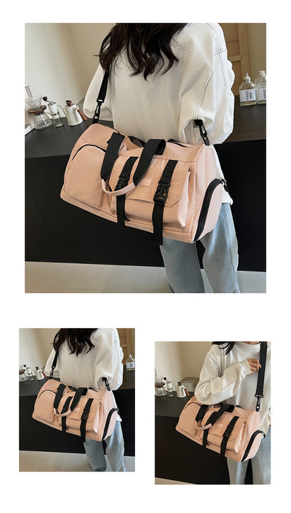 Travel Duffel Bag Sport Gym Bag Polyester Tote Bag Swimming Bag with Shoe Pouch&Wet Pocket