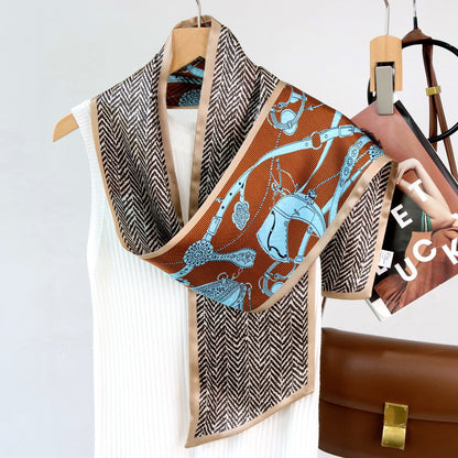 Custom 5.9" x 59" 100% Silk Long Neck Scarf Silk Handbag Wrap