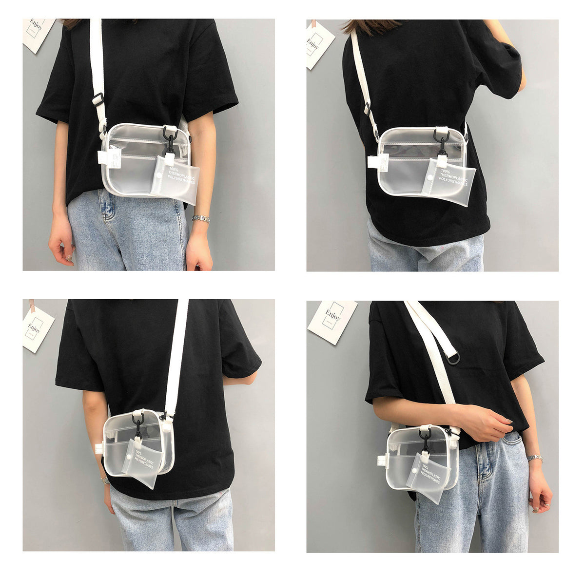 PVC Crossbody Bag Transparent Single Shoulder Bag W/One Separate Pouch